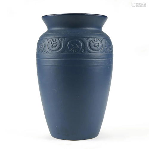 Monmouth Pottery Illinois Deco Royal Blue Glaze Large