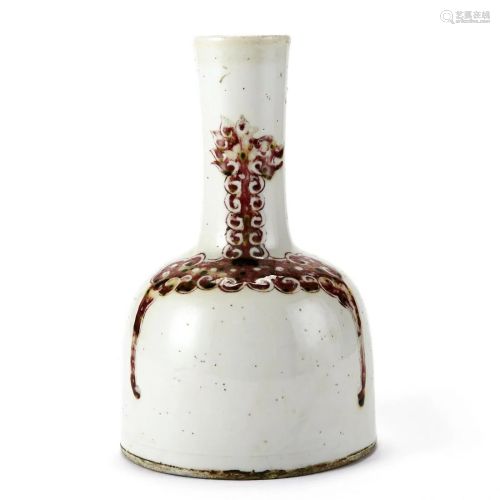 Chinese Republic Iron Red Porcelain Mallet Vase -