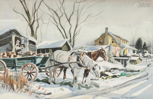 Wilmer Richter Winter Scene Watercolor
