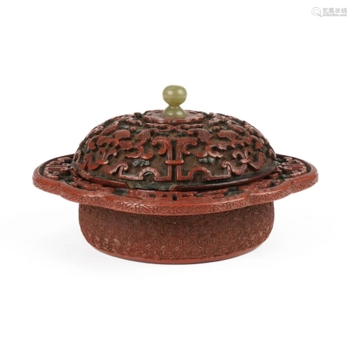 Chinese Ming Cinnabar / Green Lacquer Zhadou