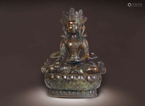 19世紀 漢傳銅雕釋迦牟尼鎏金佛