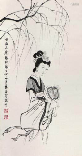 赵蕴玉(1916-2003)吹面不寒杨柳风 水墨 纸本立轴