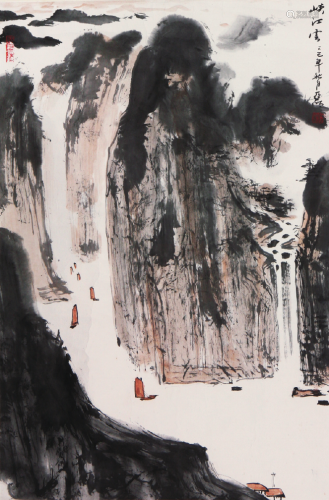 亚  明(1924-2002)峡江云 设色 纸本镜片