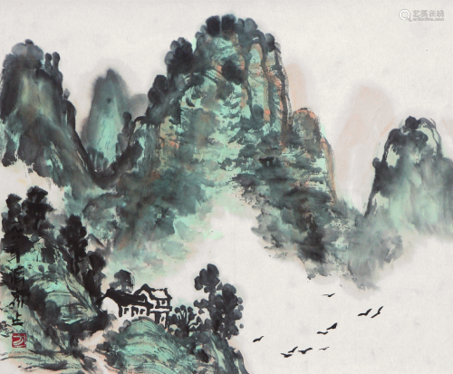 方济众(1923-1987)秦岭山色 设色 纸本立轴