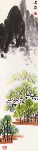 许麟庐(1916-2011)春居图 设色 纸本立轴