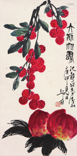 娄师白(1918-2010)大利而寿 设色 纸本镜片