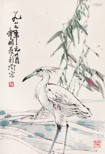 李剑晨(1900-2002)白鹭 设色 纸本镜片