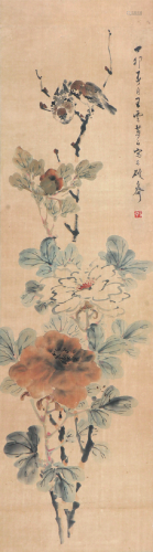 王梦白(1888-1934)芙蓉双栖 设色 纸本立轴