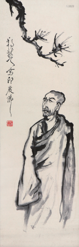 梁邦楚(1913-1996)印度佛 水墨 纸本立轴