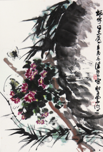 陈佩秋(b.1923)蝶恋花 设色 纸本镜片