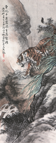 熊松泉(1884-1961)虎虎生威 设色 纸本立轴