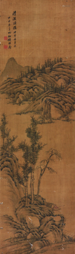 钱维乔(1739-1806)清溪渔隐 水墨 绢本立轴