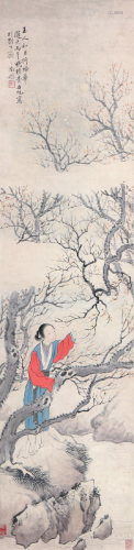 费丹旭(1802-1850)折梅仕女 设色 纸本立轴