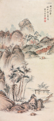 方  熏(1736-1799)秋山竹亭 设色 纸本立轴