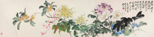 黄山寿(1855-1919)秋光烂熳 设色 纸本镜片