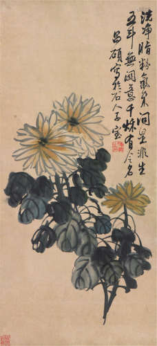 吴昌硕(1844-1927)菊艳 设色 纸本立轴