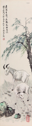 金梦石(1869-1952)跪乳之恩 设色 纸本立轴