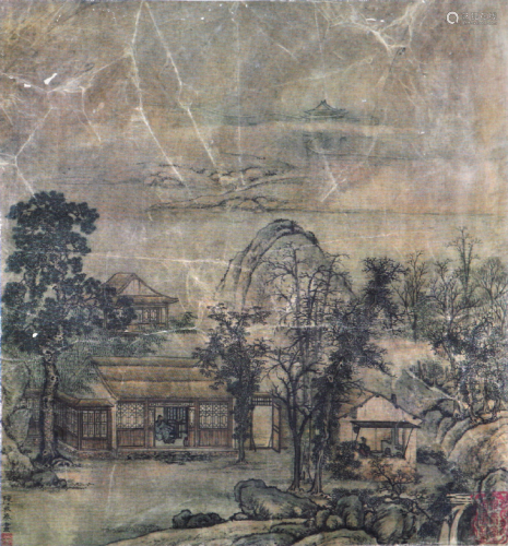 陈  枚(约1694-1745)草堂消夏图 设色 纸本镜框