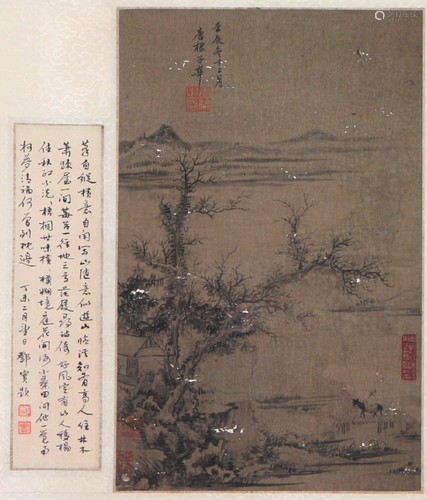 唐  棣(1296-1364)骑驴访友 水墨 纸本立轴