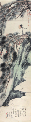 秦古柳(1909-1976)东坡居士图 设色 纸本立轴