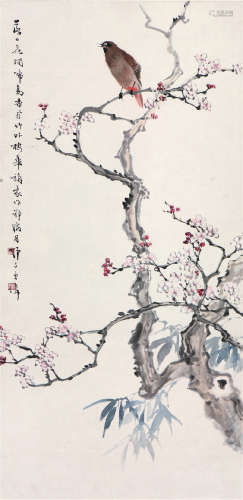 王师子(1885-1950)鸟语花香 设色 纸本立轴