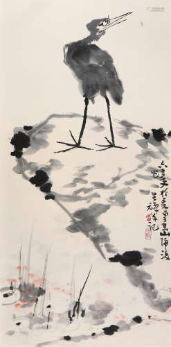 李苦禅(1899-1983)鹭鸶图 设色 纸本立轴