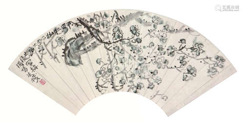 陈子庄(1913-1976)梅花 设色 纸本扇面