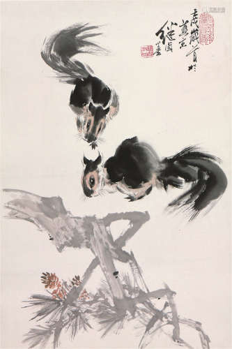 刘继卣(1918-1983)松鼠 设色 纸本镜片