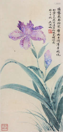 吴湖帆(1894-1968)蝴蝶兰 设色 纸本镜片