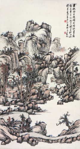 吴侍秋(1878-1949)秋山读书图 水墨 纸本立轴