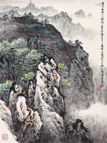应野平(1910-1990)黄山胜境 设色 纸本立轴