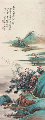 祁  昆(1901-1944)鸟鸣残雪图 设色 纸本立轴