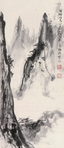 黑伯龙(1915-1989)松山图 水墨 纸本镜片