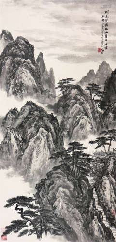 周元亮(1904-1995)云山雨意 水墨 纸本立轴