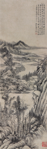 宋伯鲁(1854-1932)溪山林壑图 水墨 纸本立轴