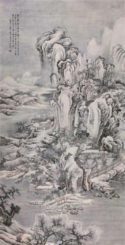 冯超然(1882-1954)草堂山色 水墨 纸本立轴