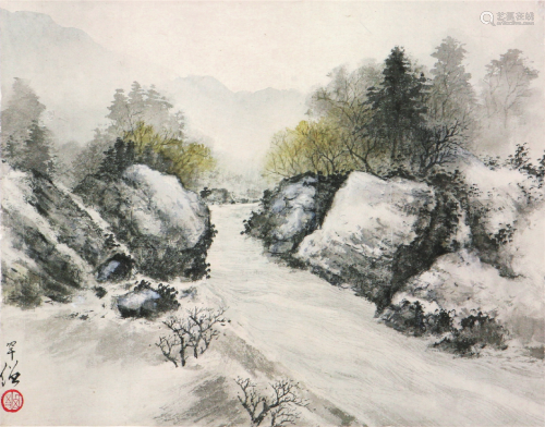 黄幻吾(1906-1985)山光水色 设色 纸本镜片