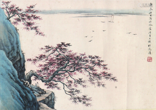 陶冷月(1895-1985)松江归帆 设色 纸本镜框