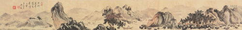 溥  儒(1896-1963)溪山放艇 水墨 纸本镜片