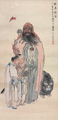 曹  华(1847-1913)财来福凑 设色 纸本立轴