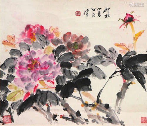 萧  朗(1917-2010)秋艳 设色 纸本立轴