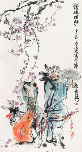 施大畏(b.1950)钟馗嫁妹 设色 纸本立轴