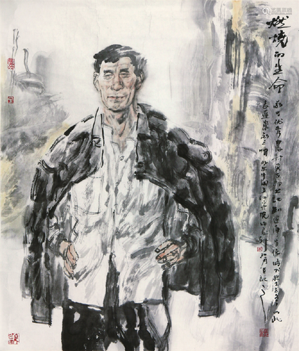 张江舟(b.1961)燃烧的生命 设色 纸本镜片