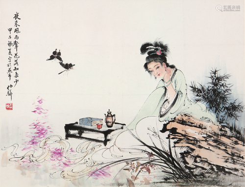 白伯骅(b.1944)识茶闻香 设色 纸本镜片