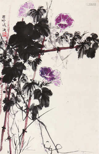 孙其峰(b.1920)牵牛花 设色 纸本镜片