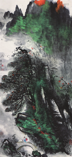 郑百重(b.1945)溪山集翠 设色 纸本立轴