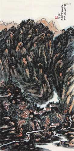 龙  瑞(b.1946)燕山深处 设色 纸本镜片