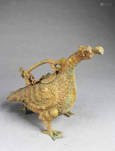 Chinese Bronze Mythical Beast Teapot