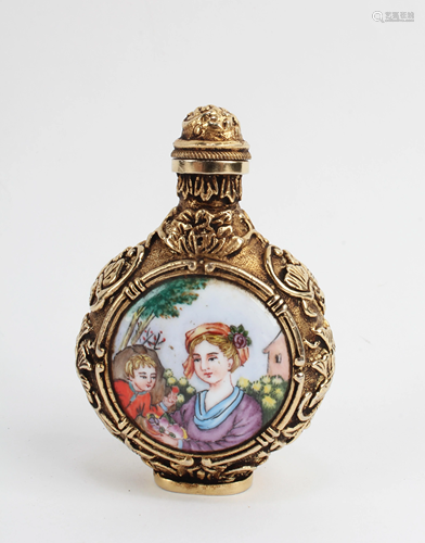 Chinese Gilt Bronze Enamel Snuff Bottle