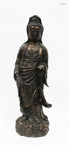 One Cast Iron Bodhisattva Statue